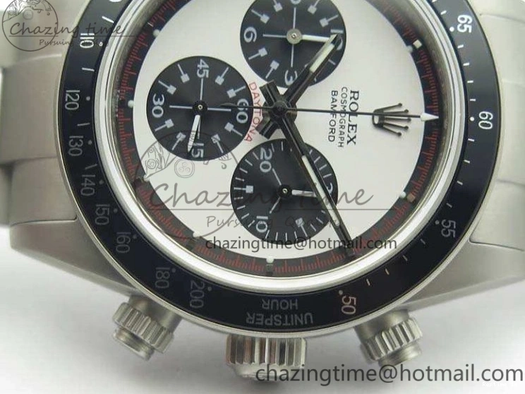 1225 Daytona Newman Sandblasted SS White Black Dial On SS Bracelet A Functional 3522